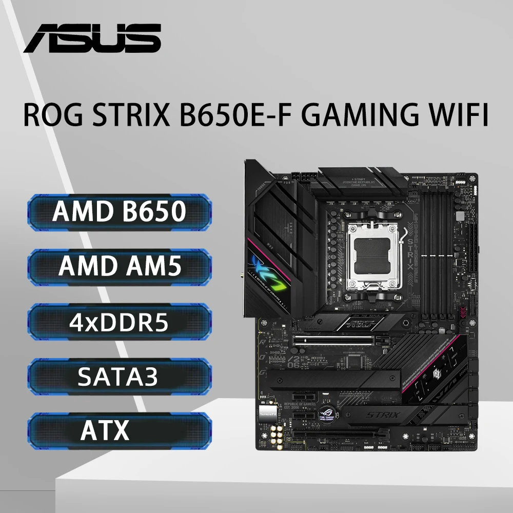 

ASUS ROG STRIX B650E-F GAMING WIFI Motherboard Support Ryzen 9 7950X3D 7900X R7 7800X3D 7700X R5 8500G CPU 4xDDR5 192GB NVME M.2