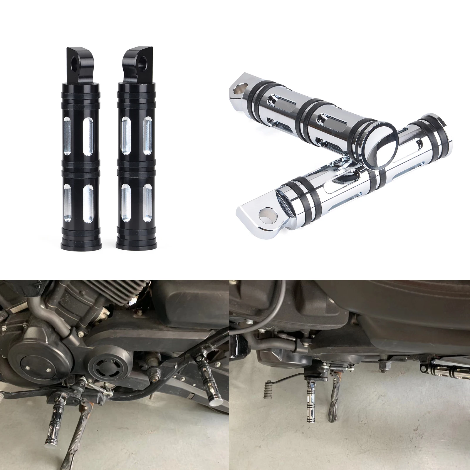 

Motorcycle Male Footpegs CNC Billet Cut Front & Rear Passenger Foot Peg Footrests Pedals For Harley Sportster Dyna Forty Eight