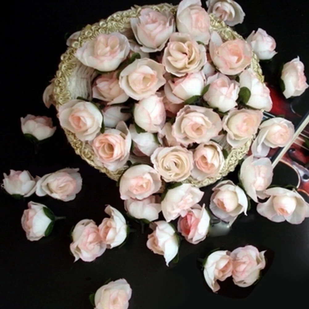 

30 Pcs Simulation Rose Head Artificial Roses 3cm Flower Silk Wedding Decoration for