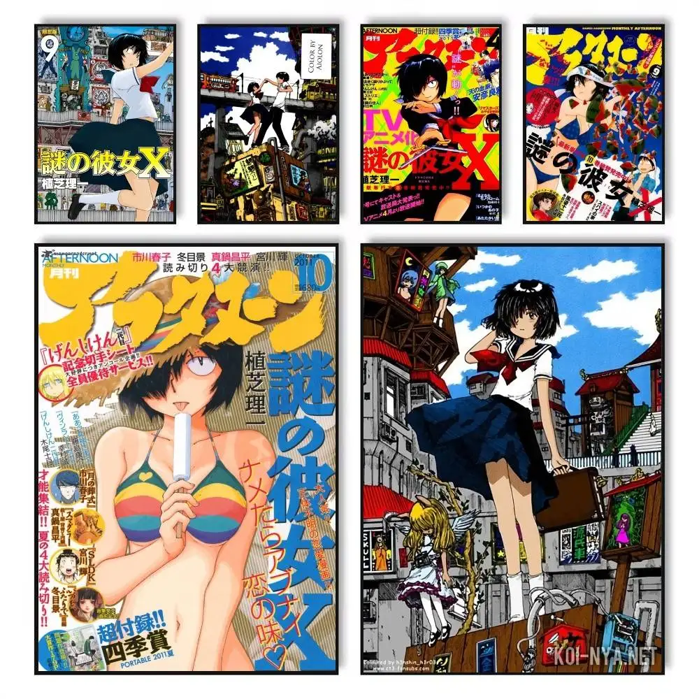 Póster de Nazo no Kanojo X, arte autoadhesivo, pegatina de papel impermeable, decoración de pared de habitación, cafetería, Bar