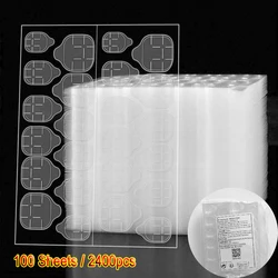 100Sheets/2400Pcs Wearing Nail Manicure Special Super Sticky Jelly Glue Waterproof Back Glue Sticker Invisible Double-sided Gel