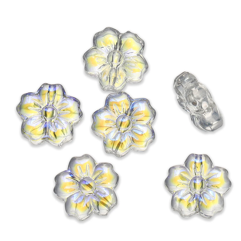 30 stuks gekleurde glazen bloemvormige kralen vijf bloemblaadjes bloem spacer kralen voor DIY ketting armband hanger sieraden maken bevindingen