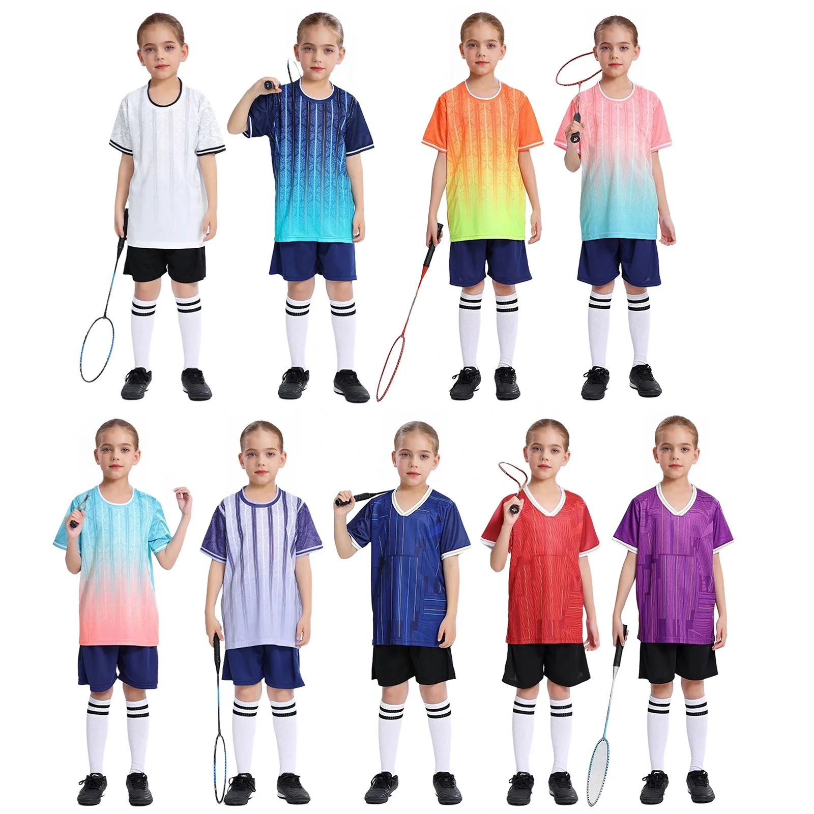 

Children's Football Training Set Boy Girl Soccer Jersey Moisture-Wicking Short Sleeve Top+Shorts Quickly Dry Sports Running Sets