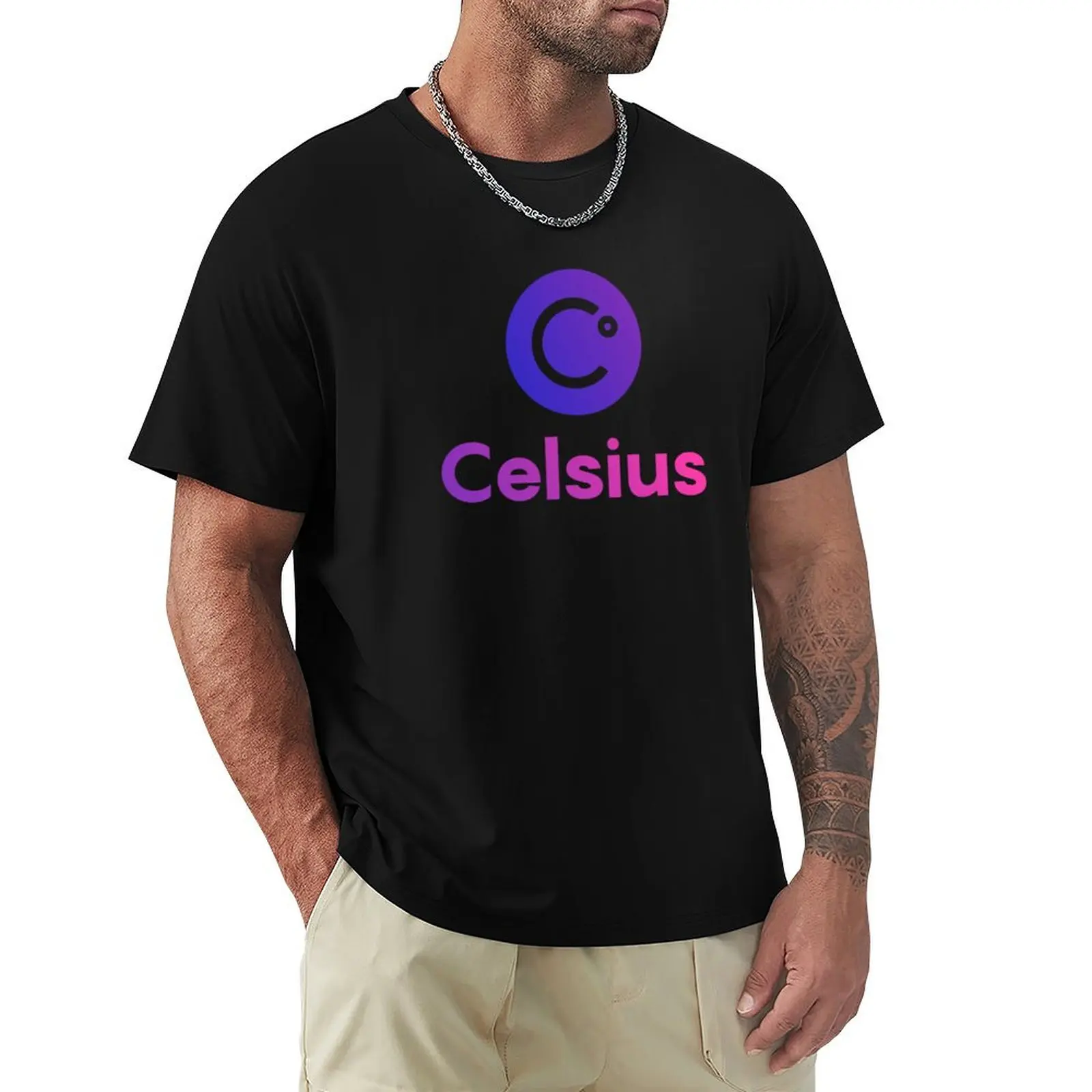 Celsius Logo Vertical T-shirt shirts graphic tees tees blacks black t shirts for men