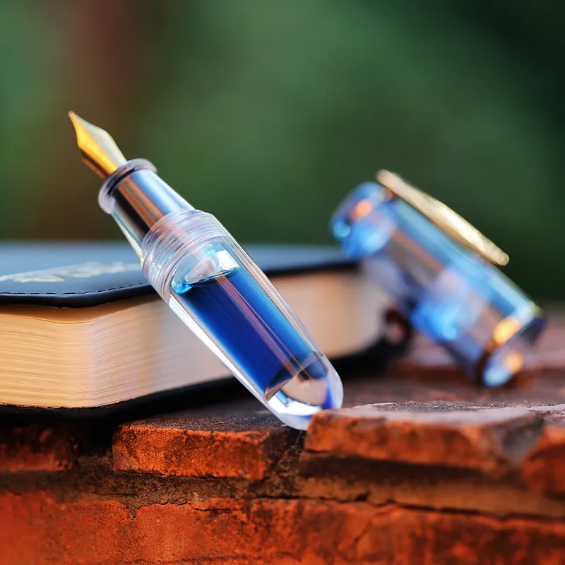 

Hot Majohn Q3 Mini Fountain Pen | Transparent Demonstrator Eyedropper Pocket Pen | Gold Nib For Calligraphy & Journaling