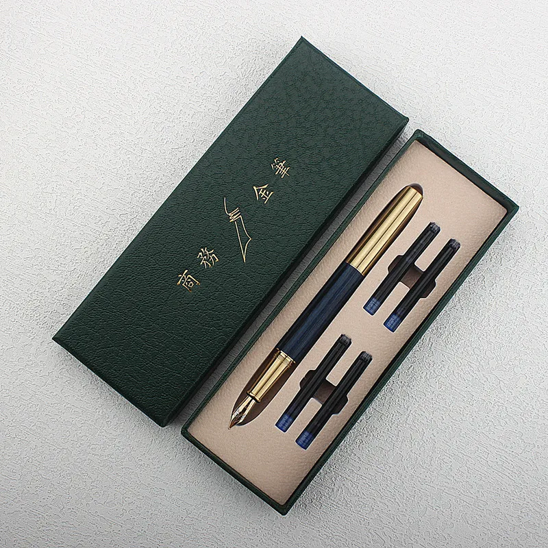 New Wood Fountain Pen 1PCS Ink Pen Office School Supplies Wood F Point Gold Trim with Converter Set