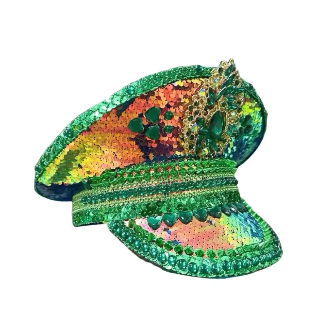 HongLuan  Halloween Costume Hat, Captain Hats Rhinestone for Burning Man Festival Woman, Cosplay Female Accessories