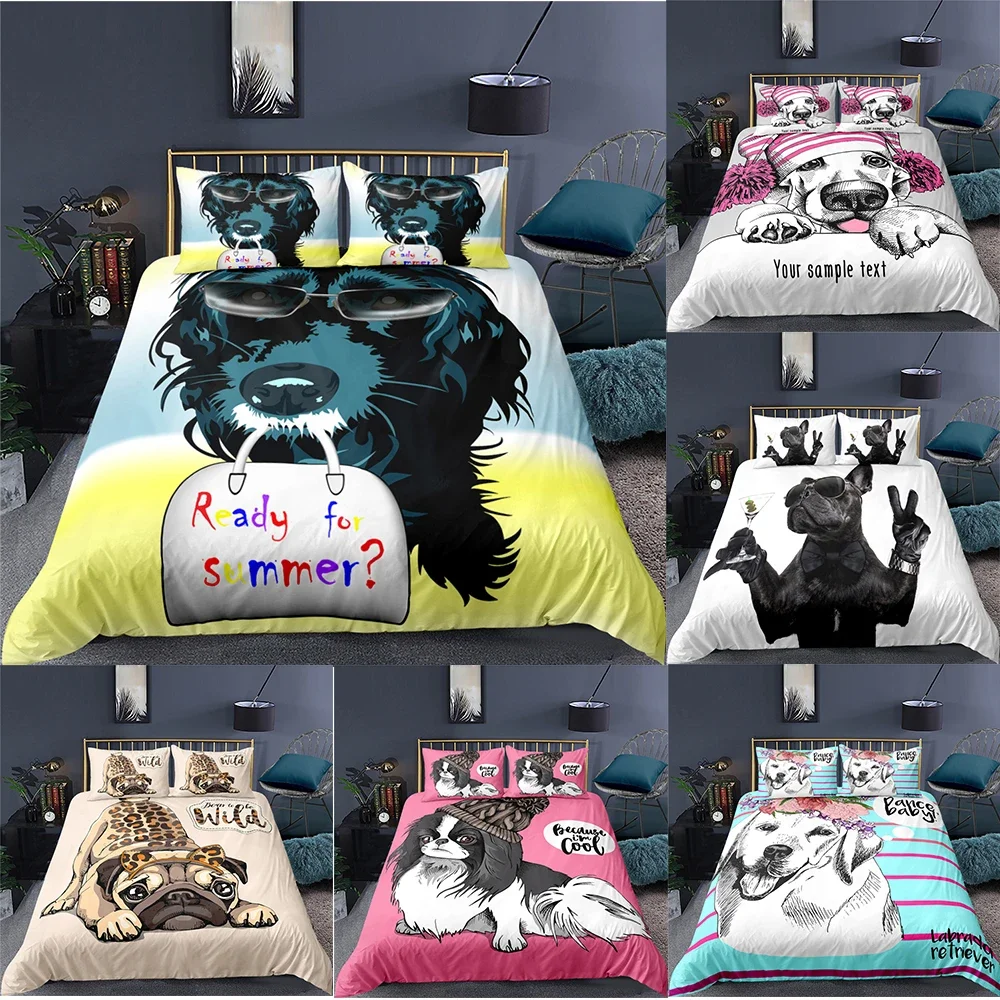 

Dog Puppy 3D Bedding Set Fashion Print Single Double Animal Twin Full Queen King Duvet Cover with Pillowcase Set Children Adults