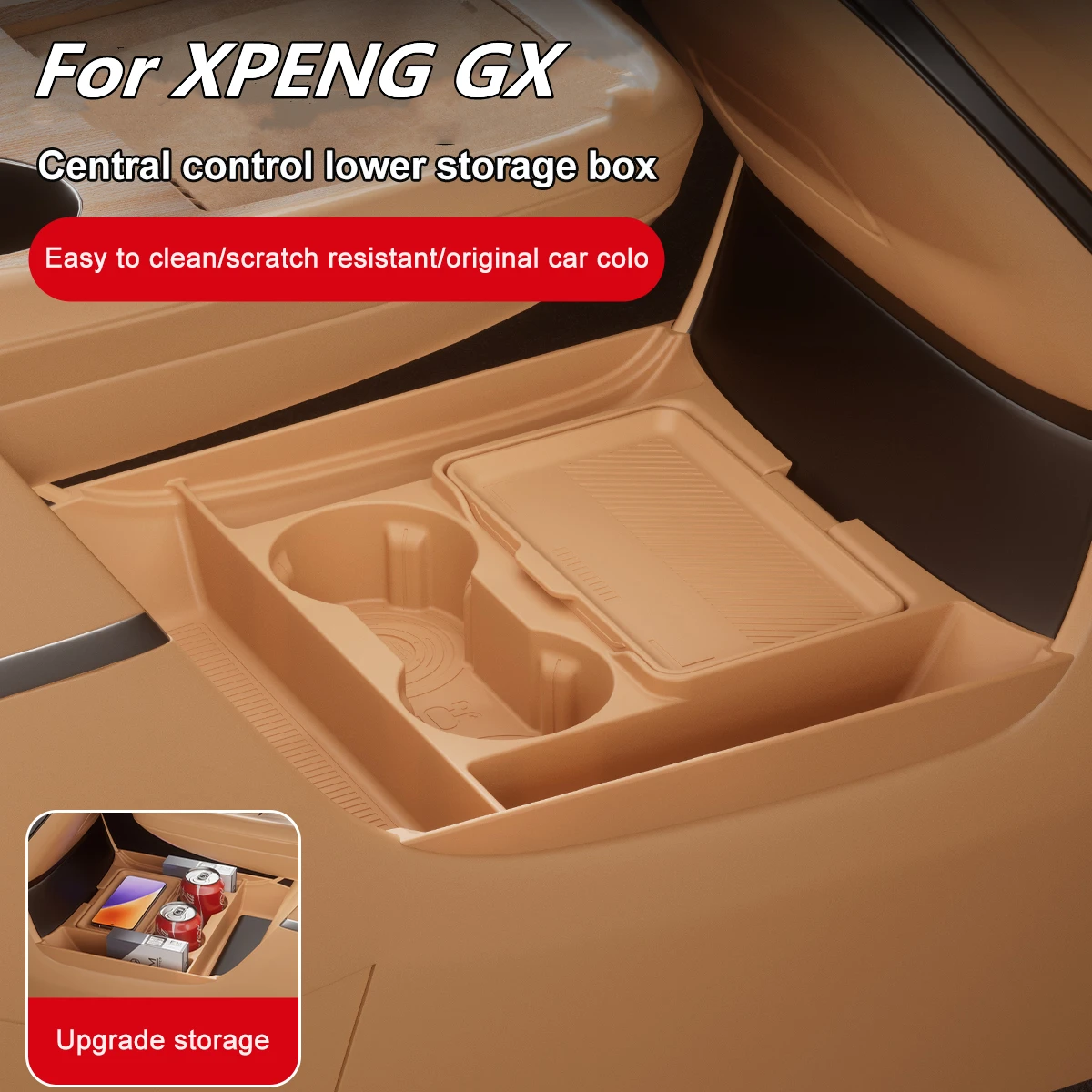 2026 For XPENG GX Center Console Below Storage Box Central Control Organizer Mat Car Interior Silicone