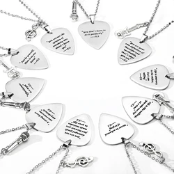 T.S outfits jewelry accessories inspired necklace Stainless Steel Guitar Pick Necklace Pendant for Women Men