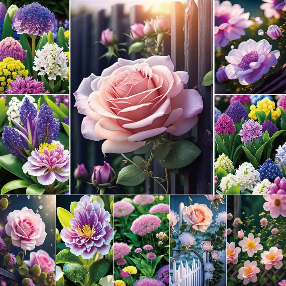 Flowers Rose Coloring By Numbers Painting Package Oil Paints 50*70 Canvas Pictures Wall Decoration Crafts For Adults Wholesale