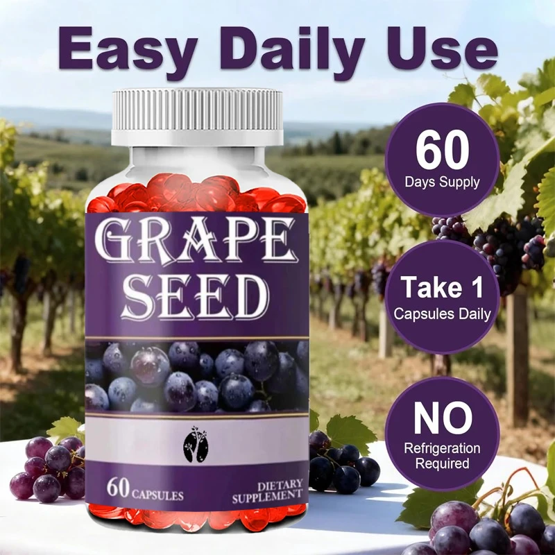 Grape Seed Extract 500mg, Antioxidant Support for Skin & Overall Wellness, Vegan, Non-GMO, Gluten-Free, 60 Capsules