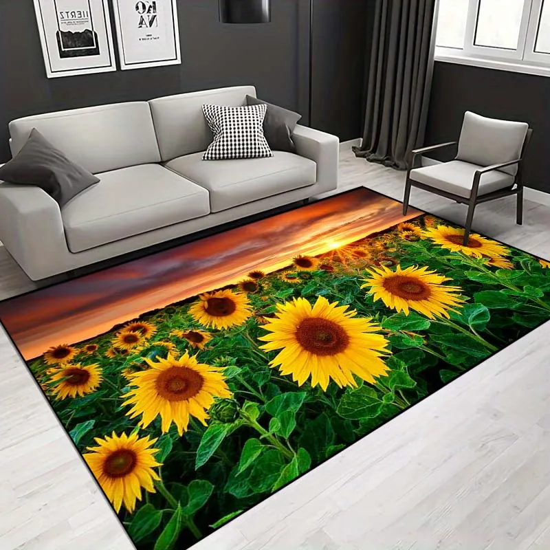 Sunflower Pattern Living Room Bedroom Carpet Bedside Bathroom Floor Mat 15 Size Large Custon Pattern Area Rug Cloakroom Decor