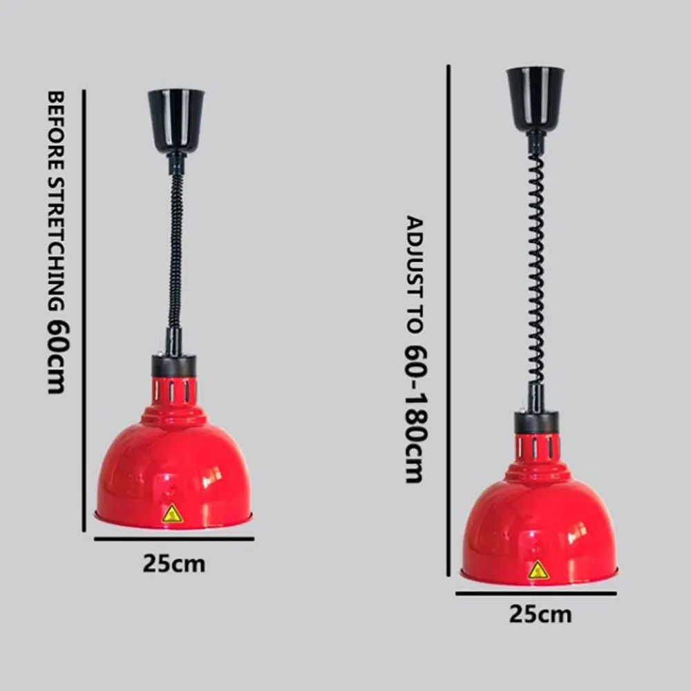 Lámpara telescópica de preservación de calor, lámpara colgante de elevación de una sola cabeza para conservar el calor de los alimentos, para buffet, asados, calefacción de alimentos