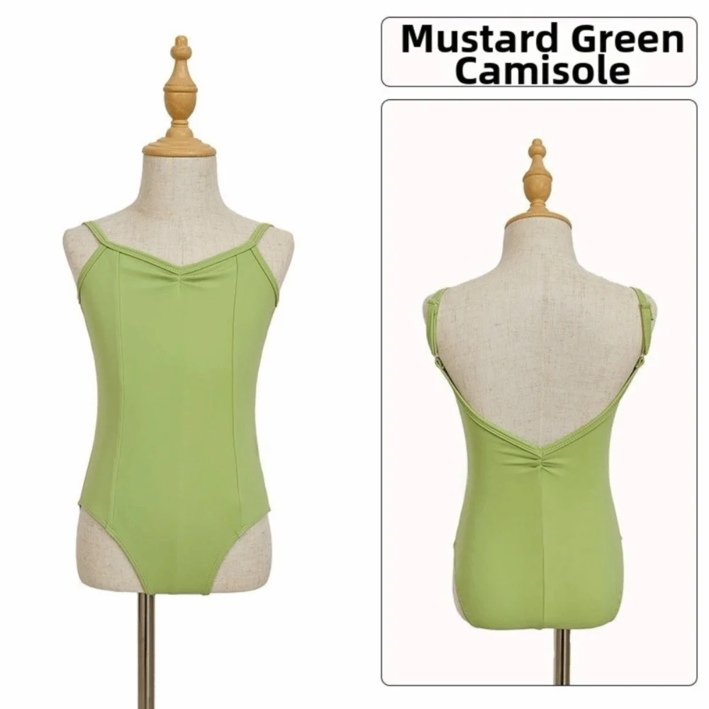 

Cotton Girls Camisole Leotard Strap Stretch Gymnastics Leotard Costume Clothing White Ballet Bodysuit Leotard Dancewear