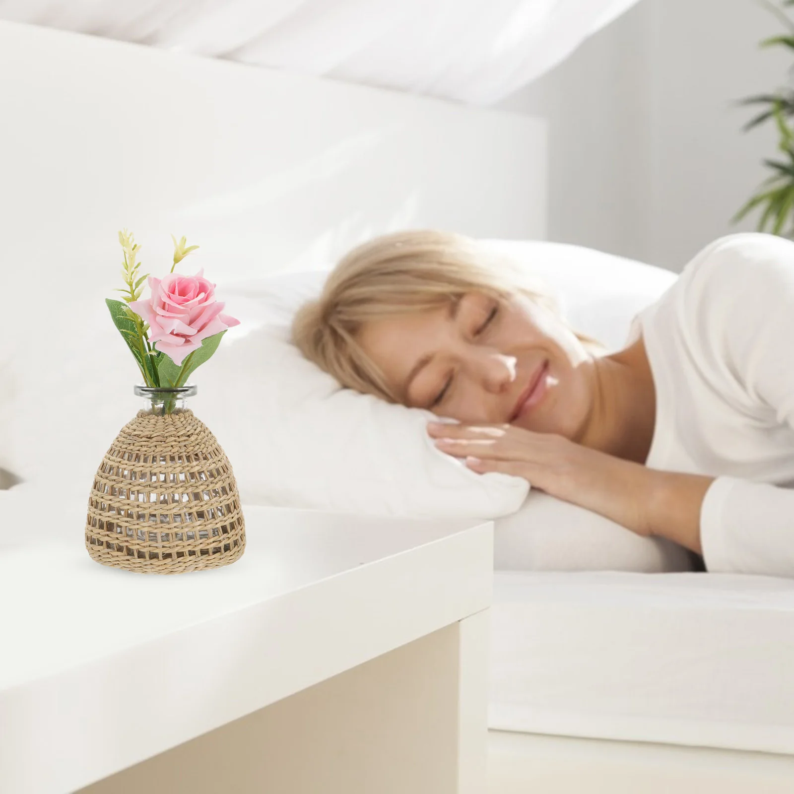 

Woven Vase Aromatherapy Bottle Home Decor Natural Grass Vase Table Centerpiece Practical Flower Arrangement Holder Durability