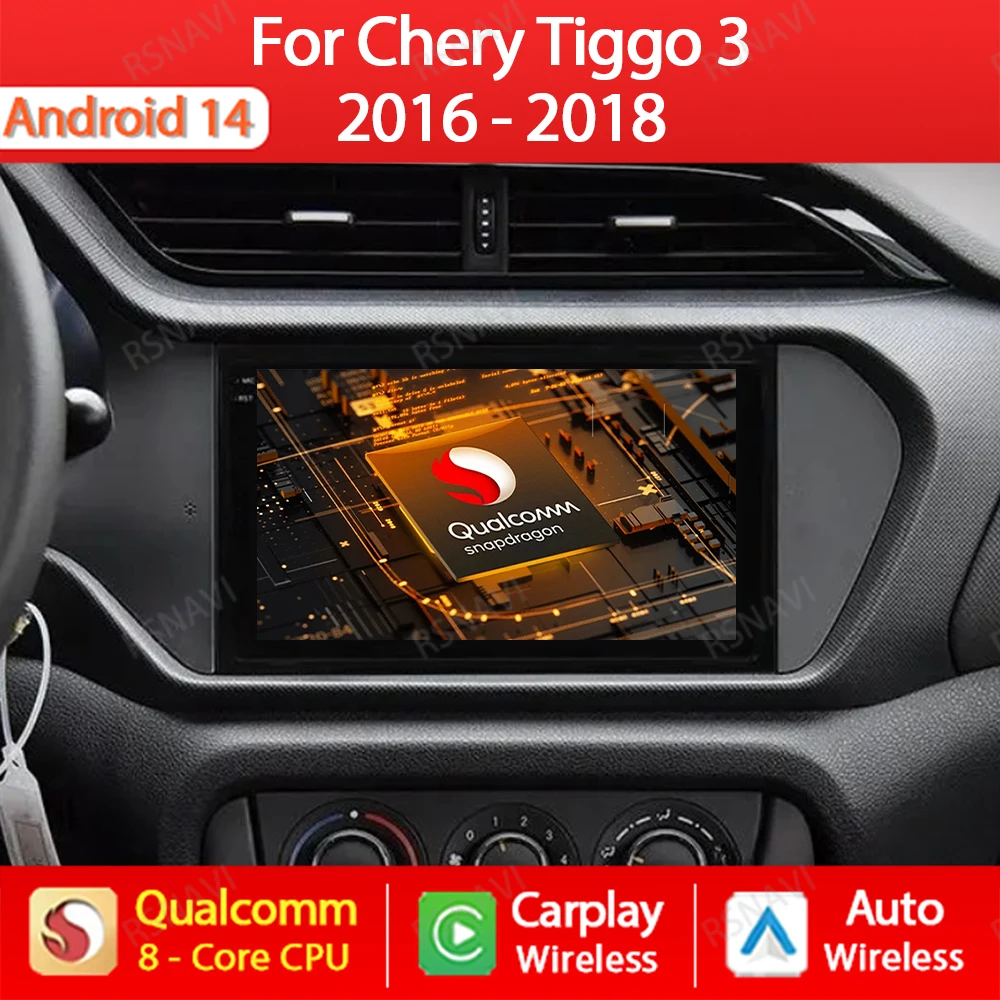 Android 14 Car Radio For Chery Tiggo 3X tiggo 3 2 2016 - 2018 WIFI QLED 4G Navigation GPS Multimedia Video Player Carplay Auto