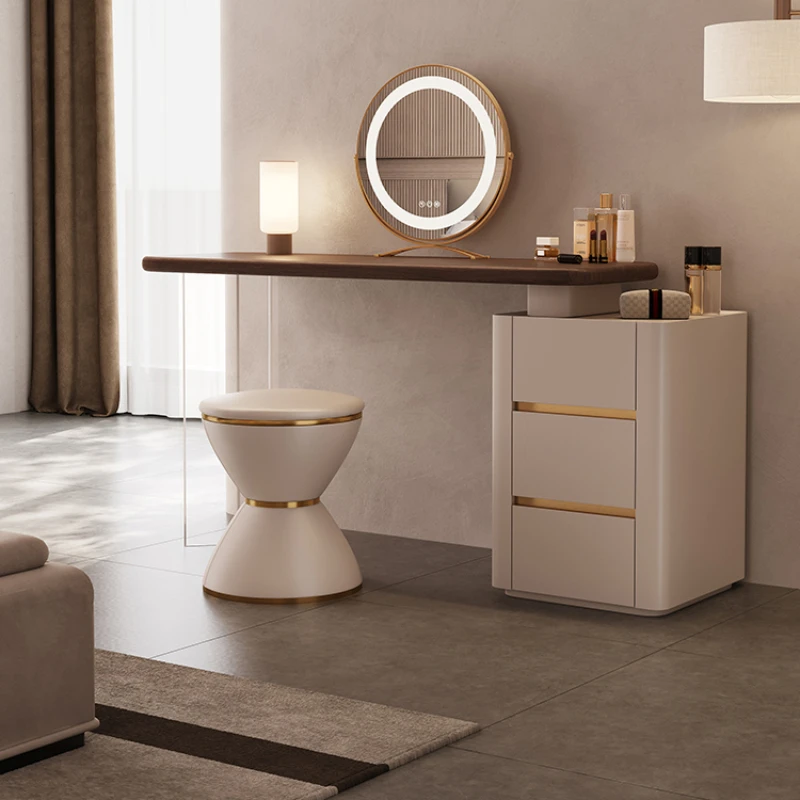 Luxury Wooden Vanity Dresser Modern Nordic Minimal Mirrors Dressing Table Bedroom Design Coiffeuse De Chambre Bedroom Furniture