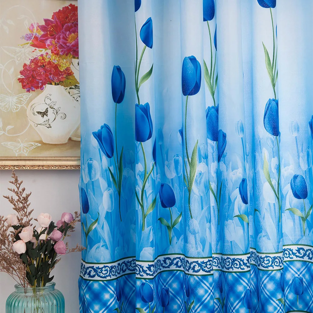

100X200Cm Tulip Jacquard Semi-Blackout Curtain Panels Polyester Microfiber Floral Print Grommet Window Curtains For Home