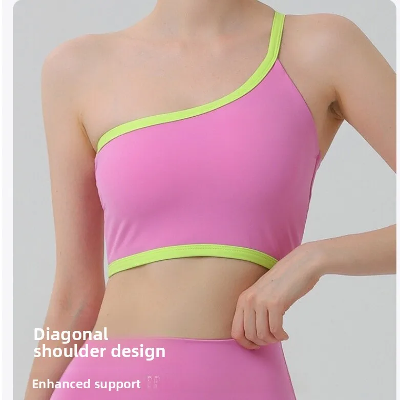 New Faion Cross-Border Yoga Innerwear Sports Fitn Bra Naked Sensation One-oulder Design Yoga Suit Set for Women