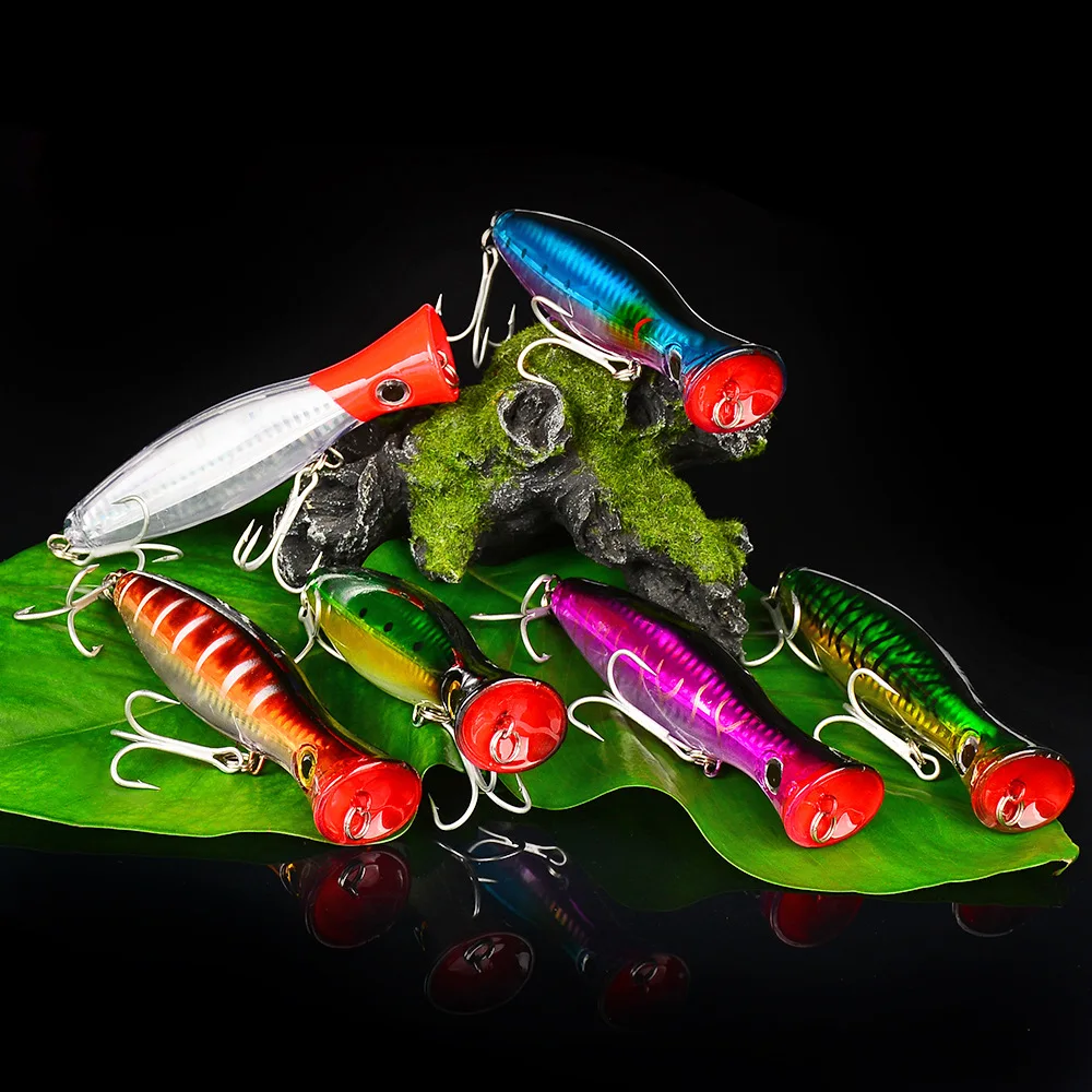 

13cm 43g Hard Artificial Popper Fishing Lure Crankbait Minnow Bait with 2/0 Treble Hook DW491 for Freshwater And Saltwater