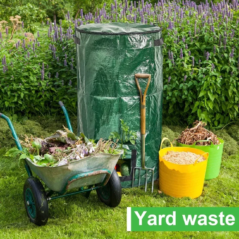 2pcs Gallon Compost Bin Bags Heavy Duty Garden Bag Large Reusable Yard Waste Bags Garbage Can Outdoor Container