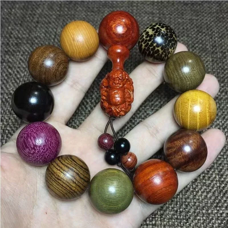 Natural Sandalwood Multi-Treasure Beads Pulseira, Rosário Beads para Homens e Mulheres, Presente Da Jóia