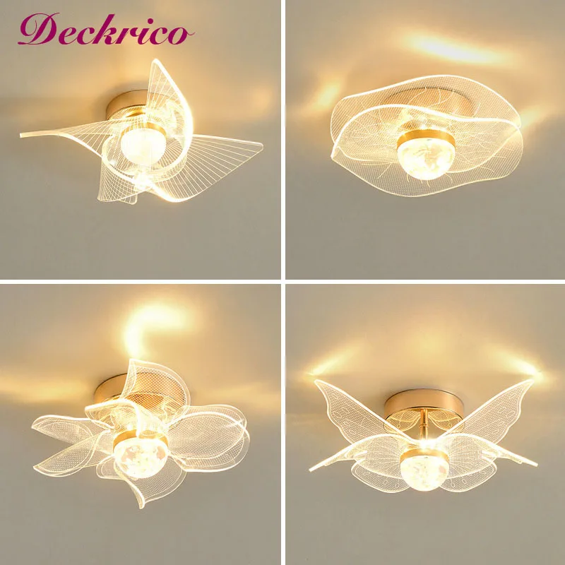 Nordic Acrylic Ceiling Lamp Suitable For Bedroom Lustre Chandeliers In Corridor Cloakroom Gold Plafonier Elegant Ceiling Lamps