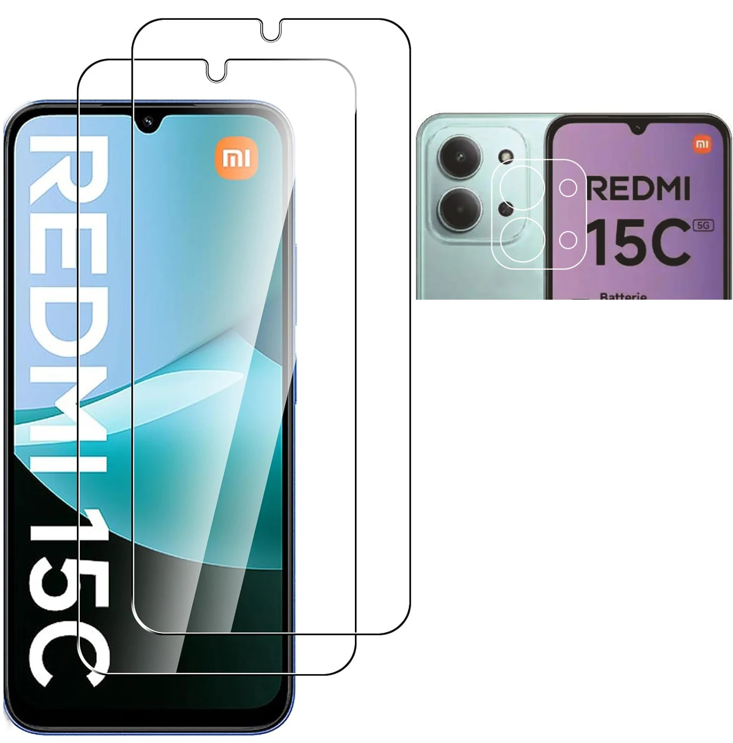 واقي شاشة 2.5D 9H لهاتف Redmi 15C 4G واقي شاشة من الزجاج المقسى لهاتف Xiaomi Redmi 15C 5G