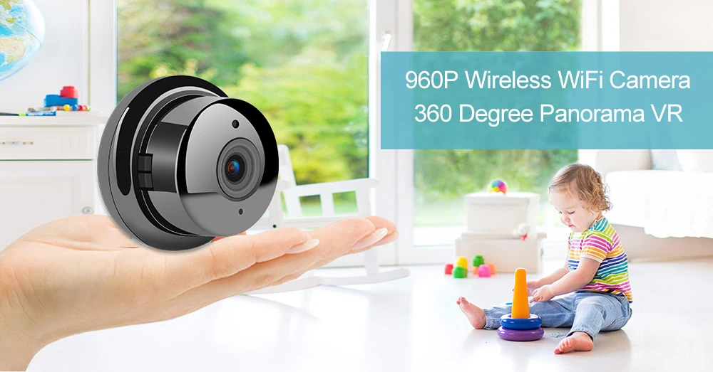 Telecamera senza fili HD 360 grandangolare VR 1.0MP Mini WIFI Visione notturna Telecamera IP di sicurezza domestica intelligente Monitor Onvif Baby Monitor