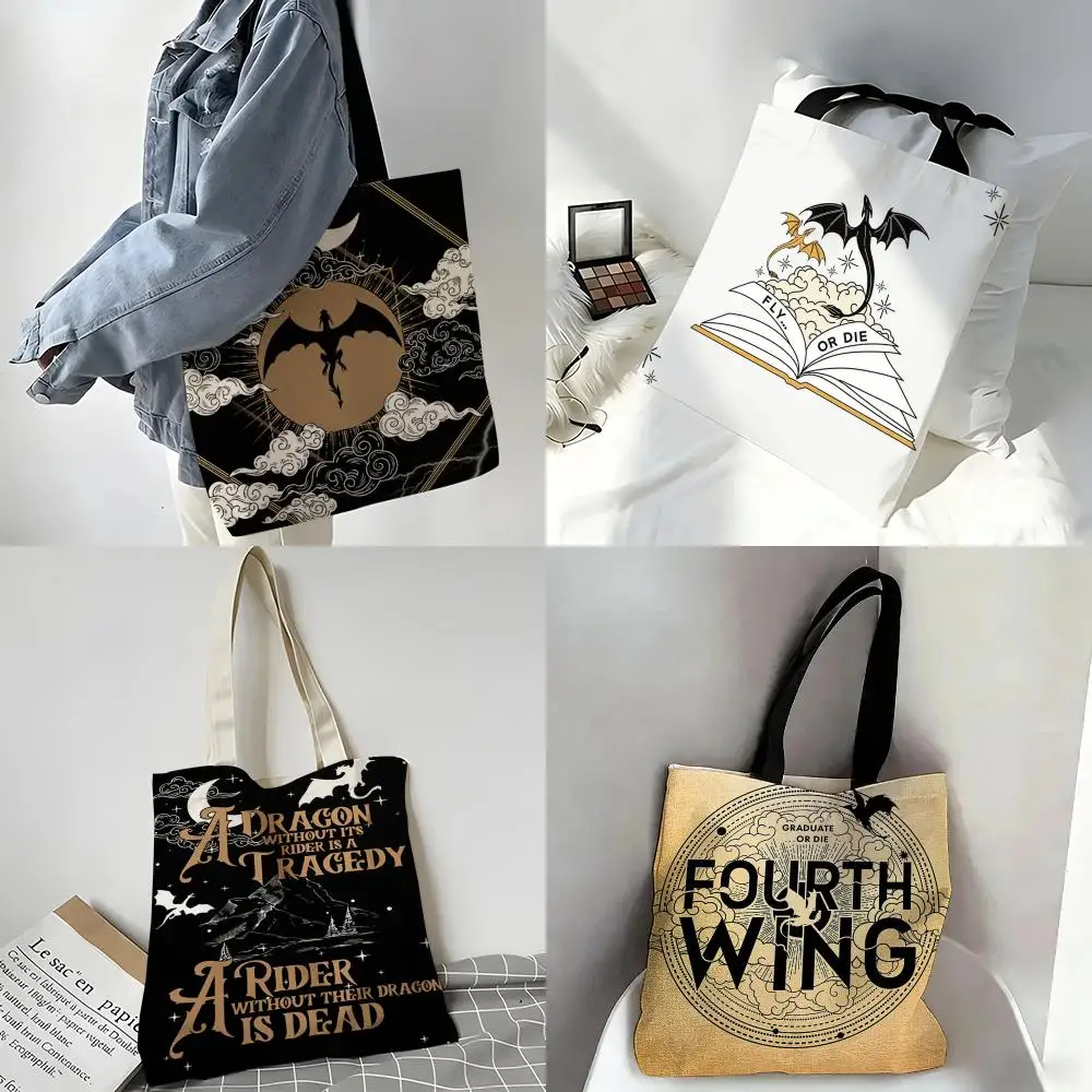 F-Fourth W-Wing Storage Bags Storage Bags Canvas Tote Bag Large Capacity Shoulder Fashion Eco Shopping Handbag