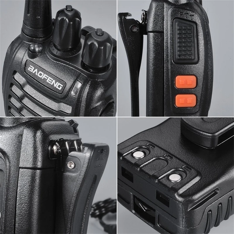 2Pcs Walkie Talkies Long Range with Earpieces 16 Channel Professional Radio Handheld Two Way Radios with Li-ion Battery