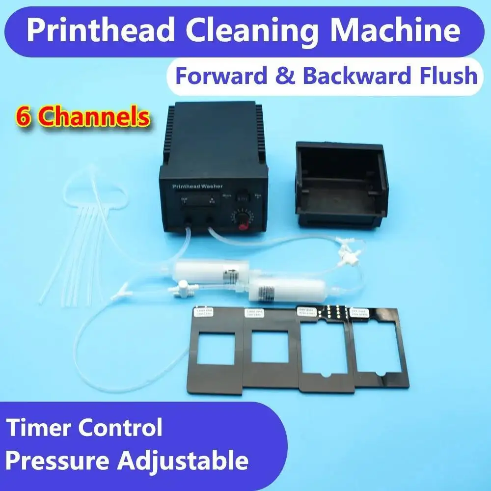 Printer Head Washer Cleaning Machine Cleaner 6 Channel Device For Epson L1800 L805 1390 XP600 DX6 i3200 Printhead Clogged Unclog