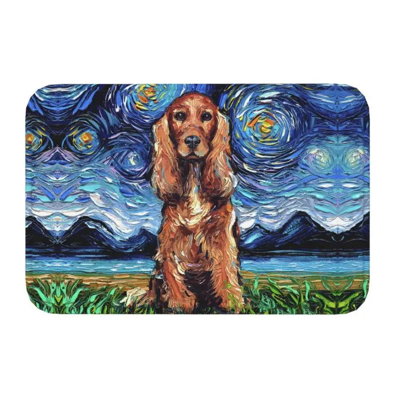 Custom Red Cocker Spaniel Starry Night Doormat Non-Slip Entrance Bath Kitchen Floor Door Mat Pet Dog Lover Toilet Carpet Rug