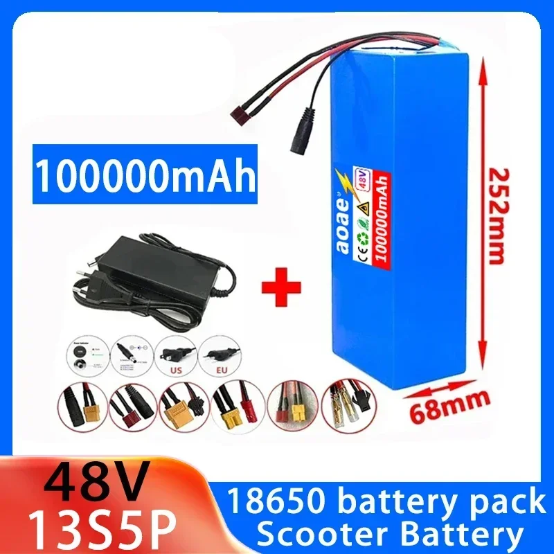 

48V High Power 100000mAh Electric Bike 18650 Lithium Battery 13S5P 1000W Scooter Battery Pack 48V Electric Bike Battery +Charger