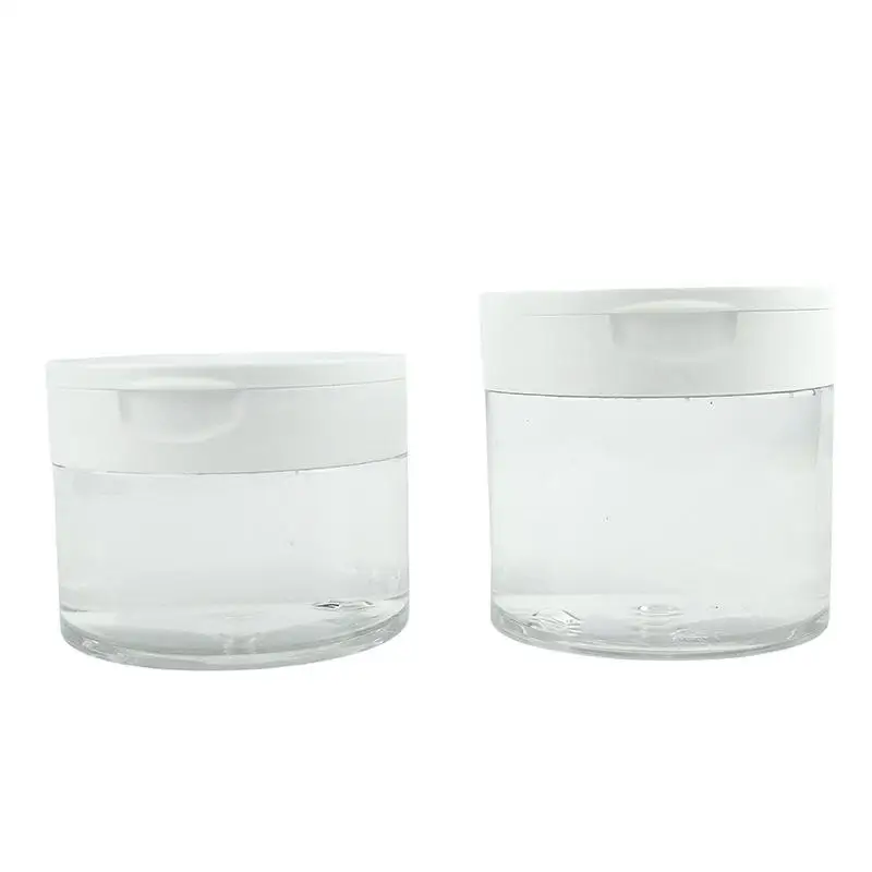 Make-up-Entferner-Pads im Glas mit Pinzette, runder, transparenter Behälter, leere Flaschen, Flasche mit breitem Mundstück und Klappe, Aufbewahrung für Lotion – Detail 9