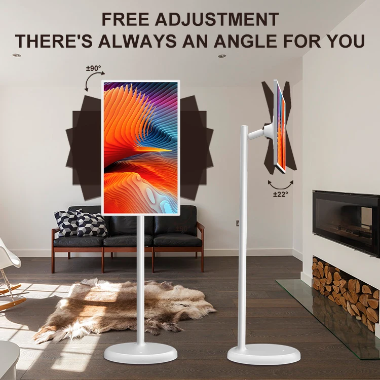 Stand Tv Follow by Me Moderno 32 Inch Android 12 Portable Mobile Smart Tv Stand Tv Follow by Me Touch Screen With 500w Camera