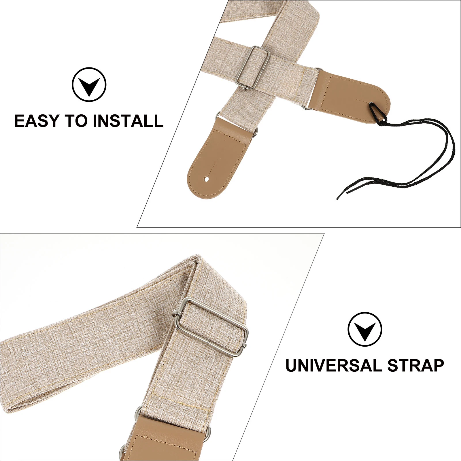 

Guitar Strap Fine Workmanship Adjustable Shoulder Belt Christmas Sturdy Decorative Cotton Linen Delicate