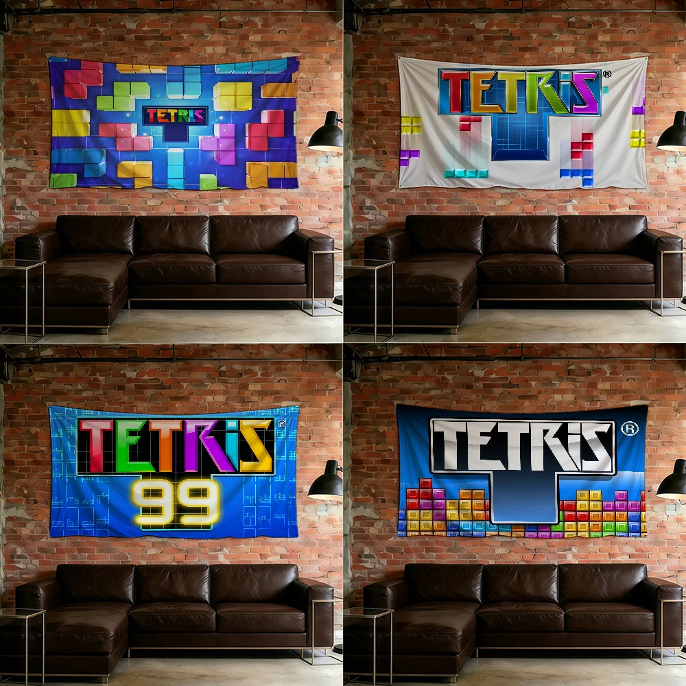 Classic Game T-TETRIS-ES flag For Room Dorm Camping Picnic Art Style Garage Bar wall Decoration Banner