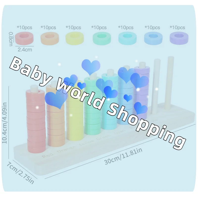 Giocattoli in Legno per Ordinare e Impilare, Giochi Montessori con Anelli Arcobaleno, Giocattoli in Legno per Bambini