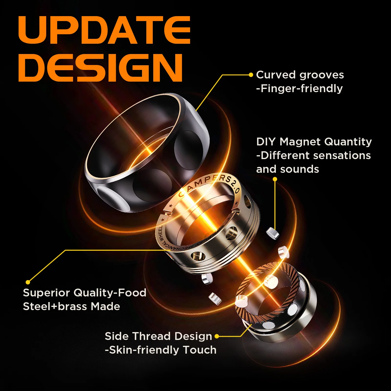 Diskreter Fidget-Ring für Ängste – Magnetfeldtherapie-Spinner zur Beruhigung von Nerven |   Perfektes Geschenk für ADHS & Stress EDC Zappelspielzeug