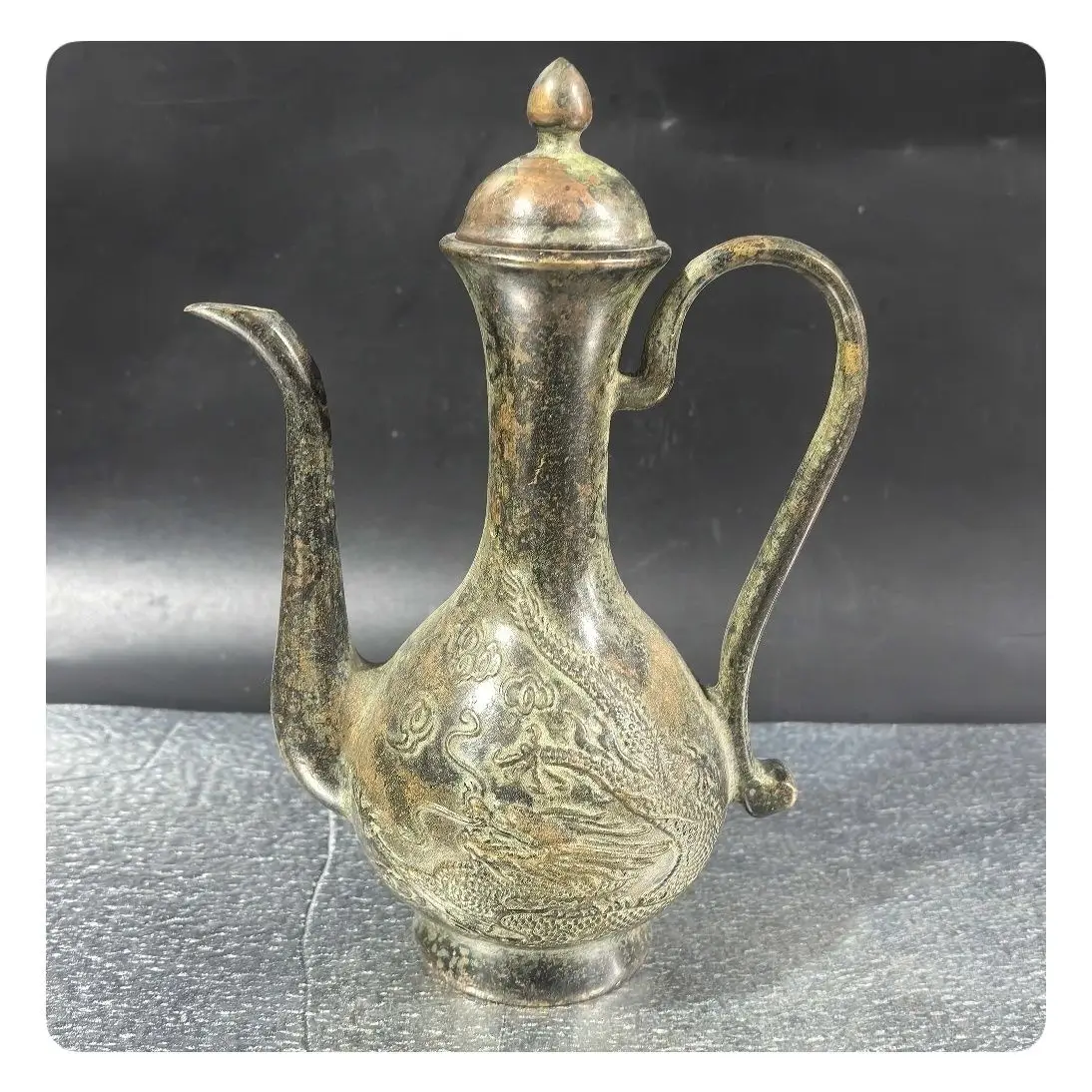Retro Dragon Long‑Neck Wine Pot Ornament Decoration Tea Pet Figurines Desk Decor Accessories