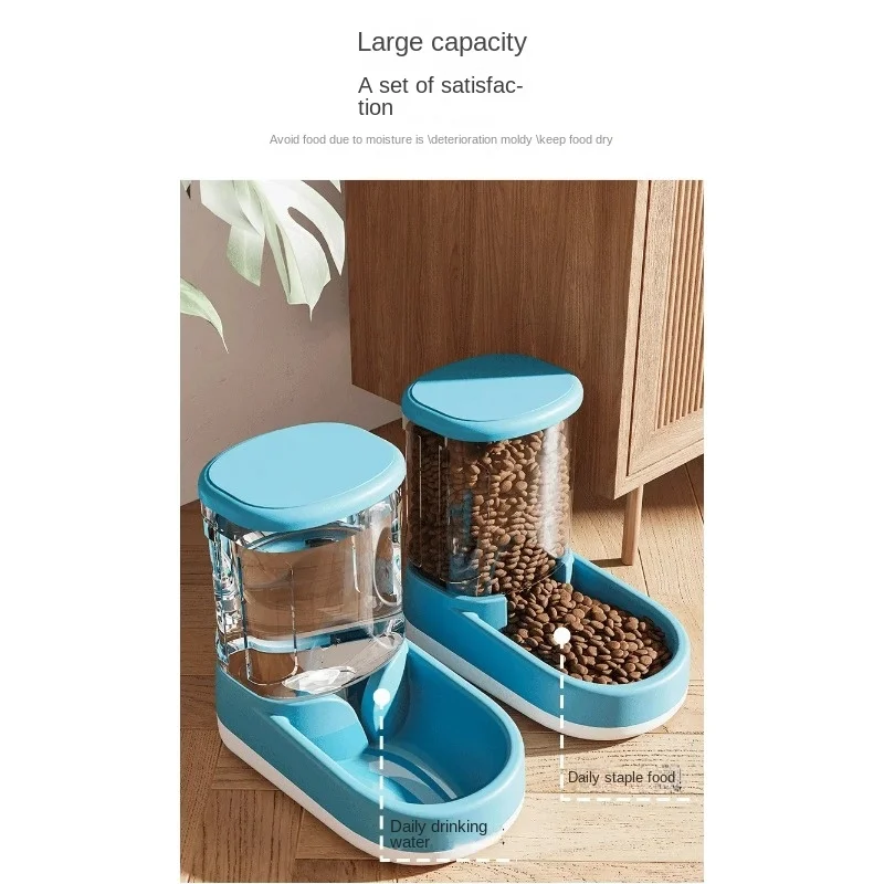 Dog Feeder Cat Automatic Feeding Water Bowl Transparent Pet Food Storage Dispenser Container Puppy Kitten Accessories Articles