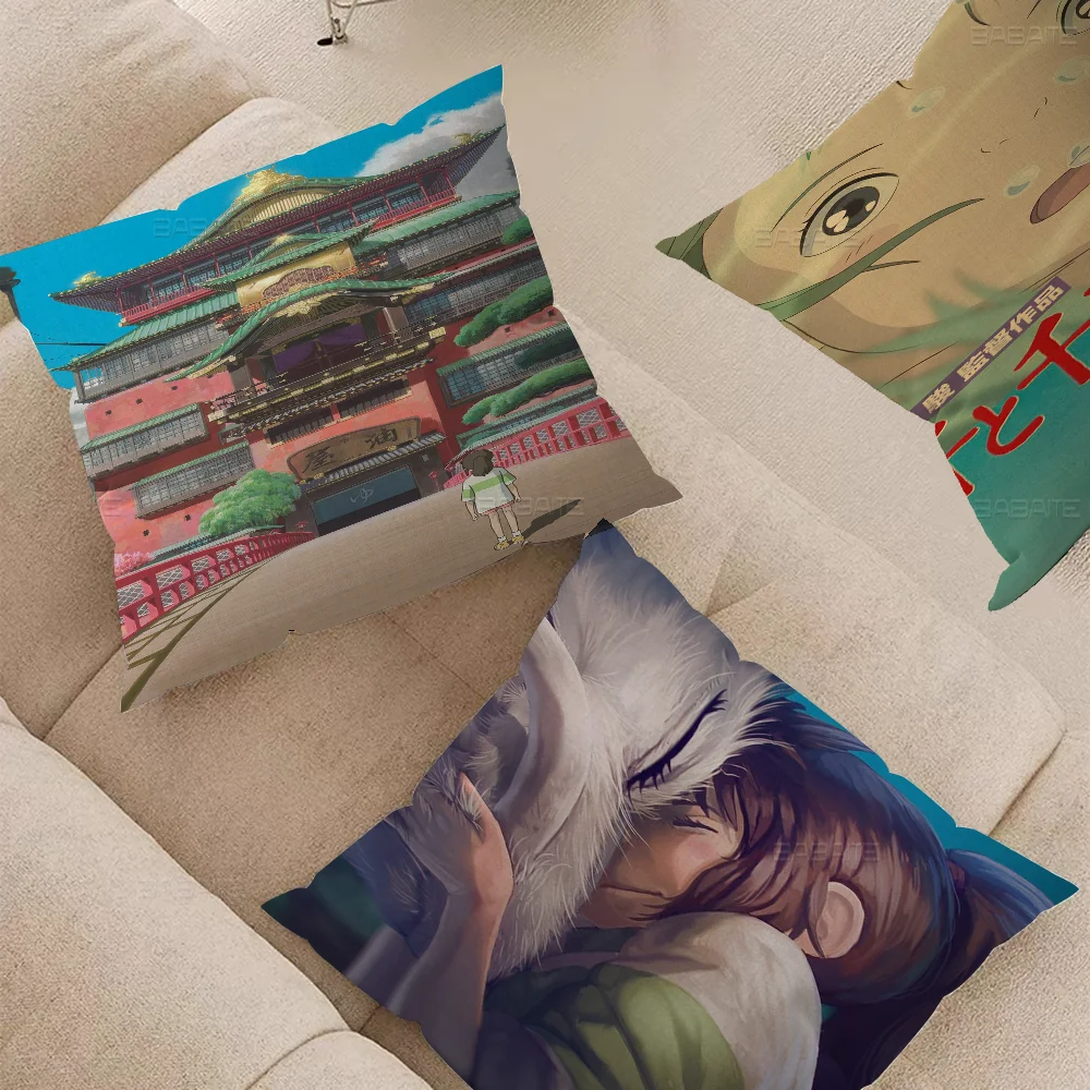 S-Spirited A-Away H-Hayao M-Miyazaki movie Cushion Cover Pillowcase Upholstery Sofa Throw Pillow Home Decor Pillowcas