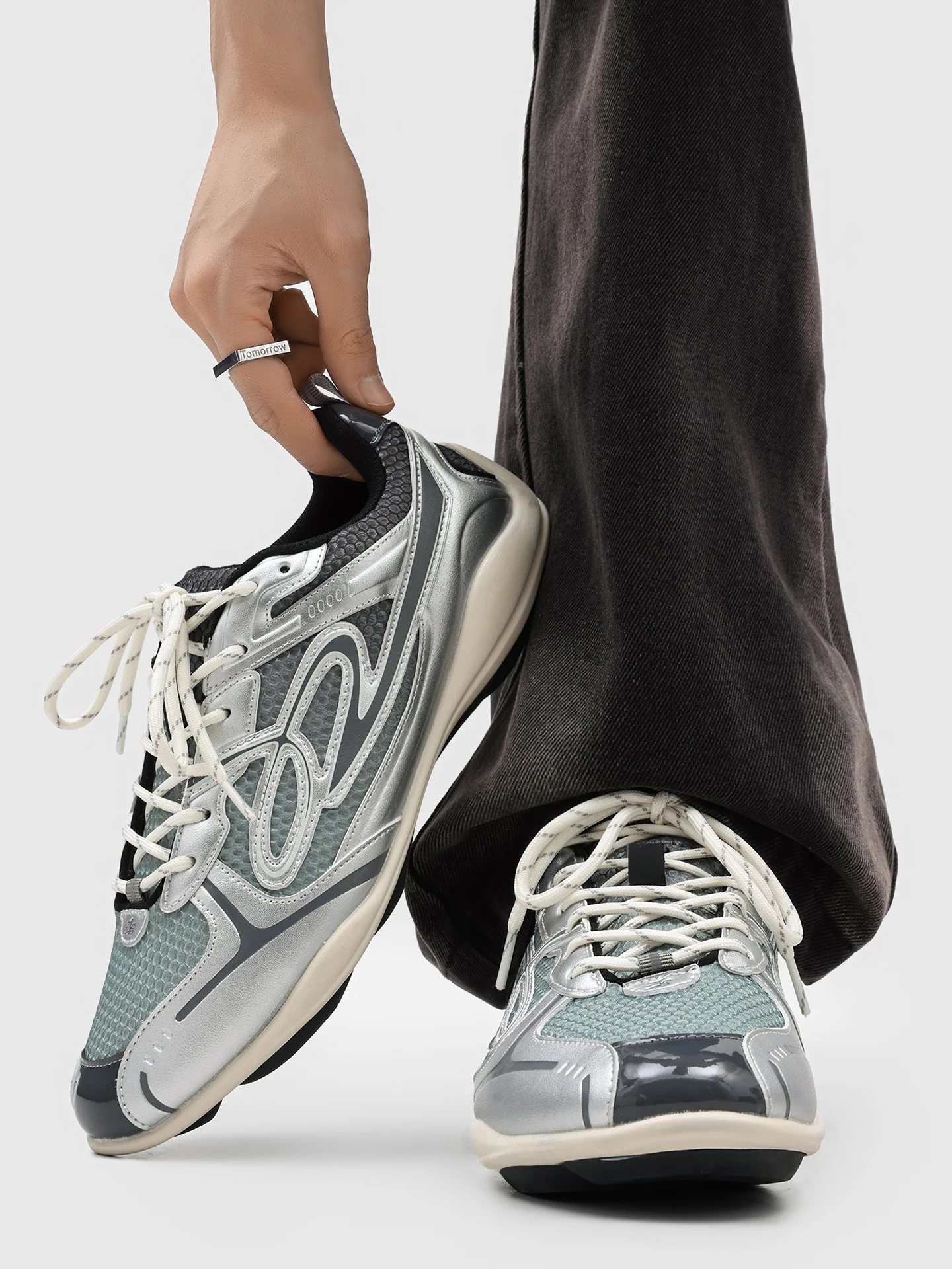 Breathable Casual Sports Shoes Men's Women's Retro Heightening Fashion Small Audience Agan Racing Shoes Trendy Flat Laces