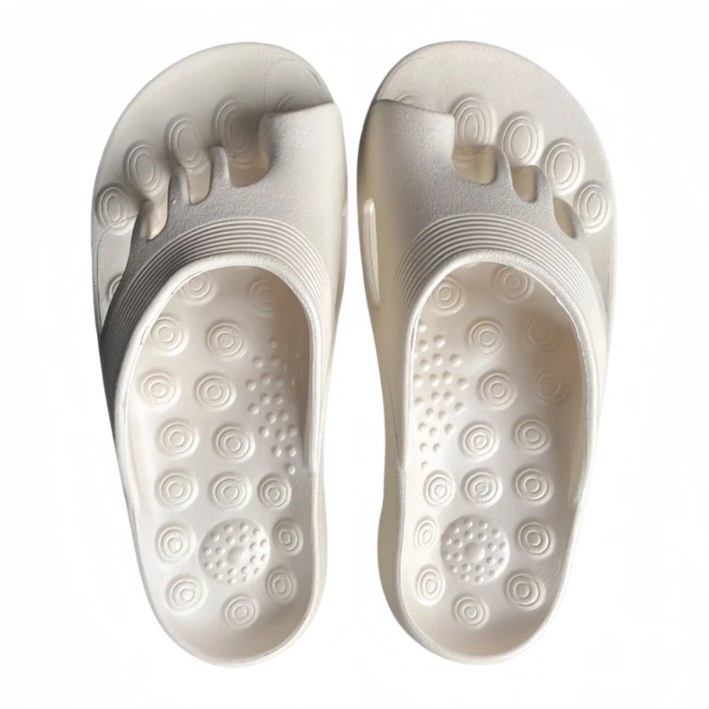 Pantuflas con separador de cinco dedos para alivio del juanete, pantuflas de masaje con soporte de arco de EVA, antideslizantes, de punta abierta, amigables para juanetes, unisex.