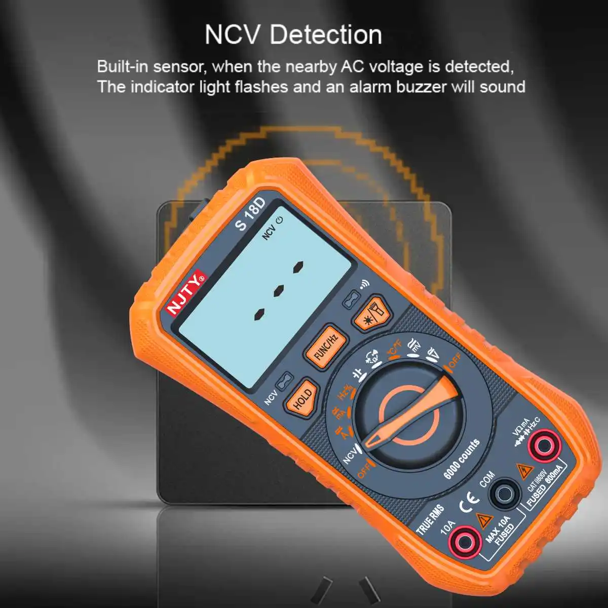 NJTY S18D/A Digital Multimeter Handheld Voltmeter Capacitance Resistance Diode Temperature Tester Backlit LCD AUTO Range AC/DC