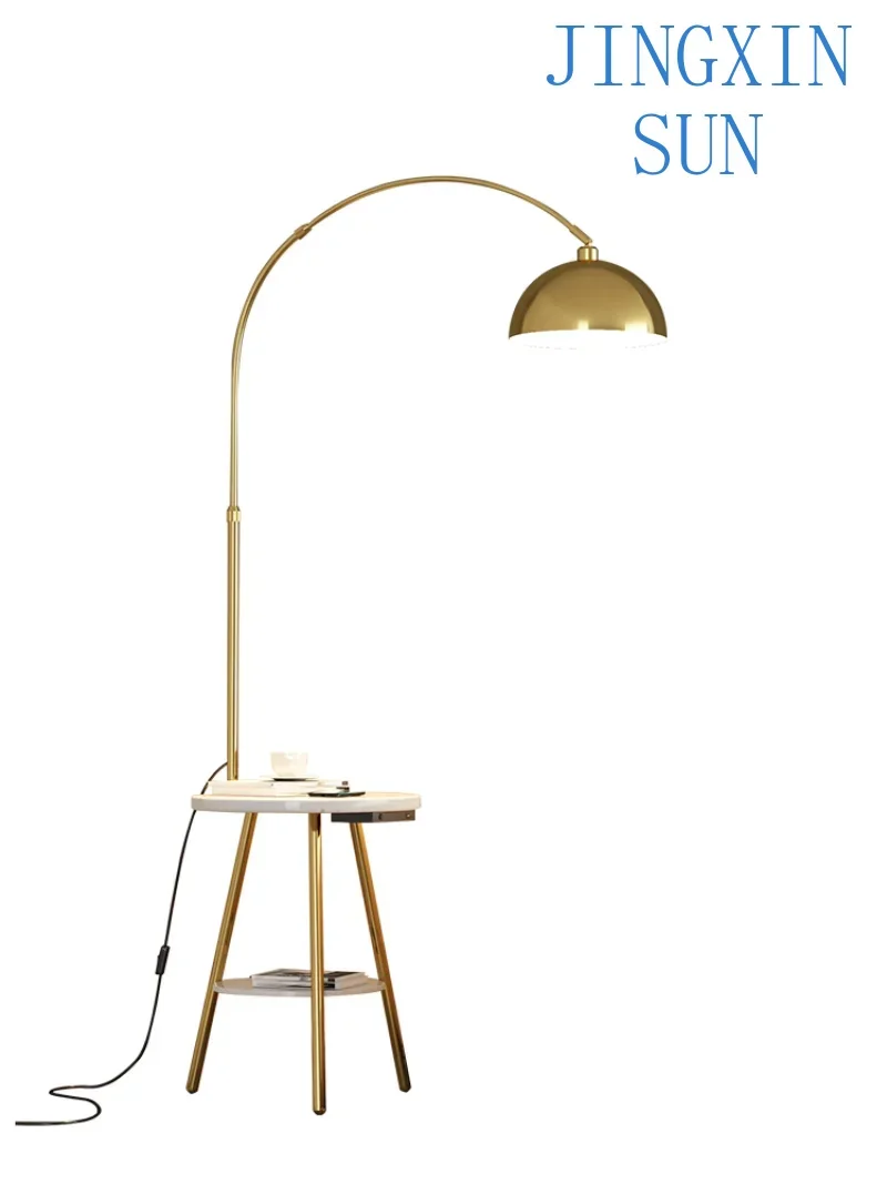 Walnut Metal Round Table Standing Lamp Home Decor Living Bedroom Reading Study Lighting