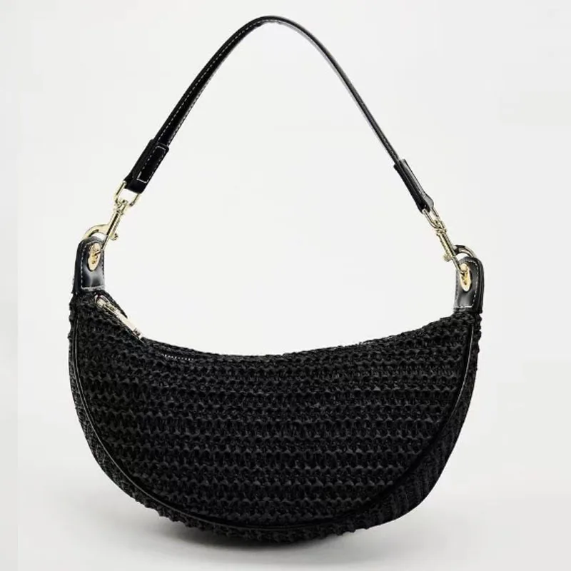 Bolso cruzado tejido de paja para mujer, bandolera de hombro tejida para playa, vacaciones, compras, Verano