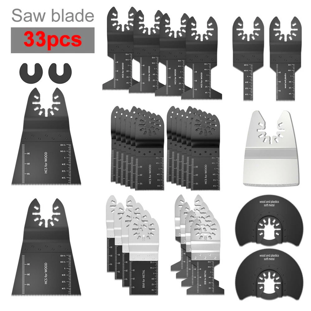 33pcs Oscillating Saw Blades High Carbon Steel Cutter Oscillating Multi Tool DIY Universal Metal Wood Plastic Cutting Saw Blade